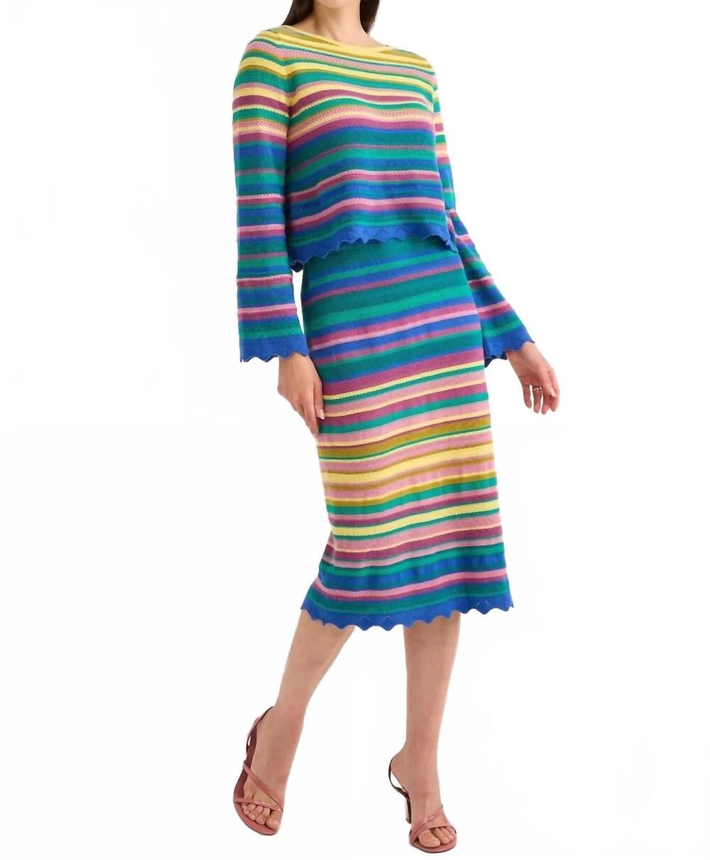NEW ALIVIA abigail top in sunset stripe knit